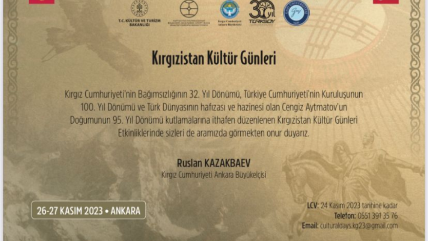 Kırgızistan Kültür Günleri 26 Kasım’da başlıyor