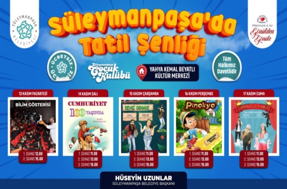 Süleymanpaşa Belediyesi, çocuklar için tatil şenliği organize etti