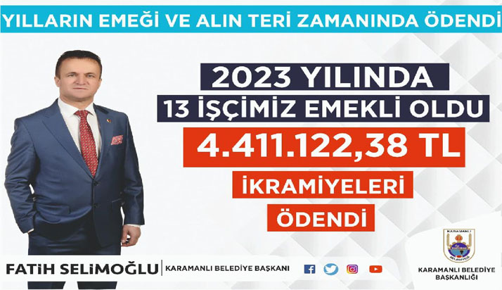 Belediye 4,5 milyon liraya yakın ikramiye ödedi