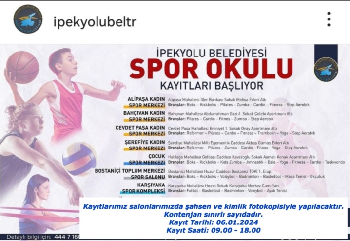 İpekyolu Belediyesi’nin yeni dönem spor okulu kayıtları başlıyor