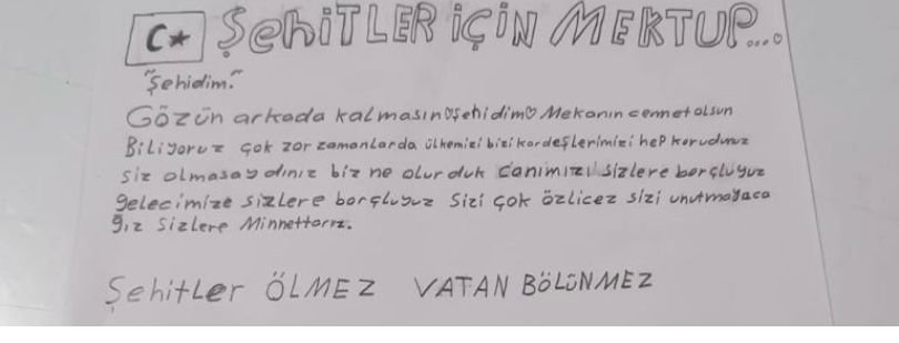 Koruma altındaki çocuklardan vatan korumasındaki Mehmetçiğe mektup