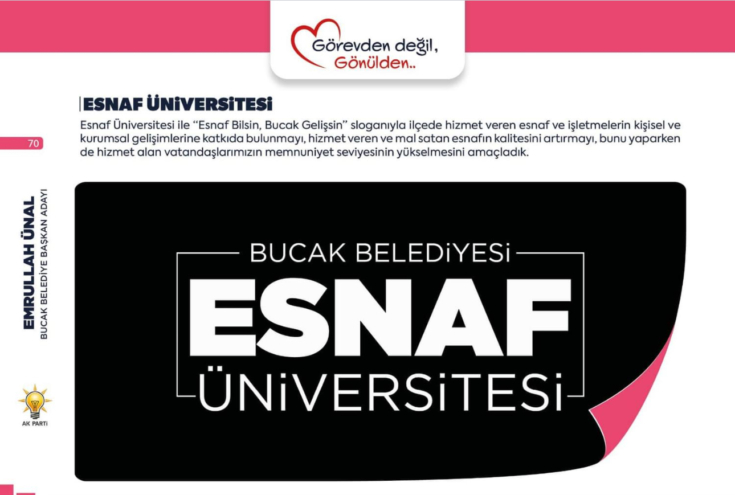 Bucak Esnaf Kart, Esnaf Masası ve Esnaf Üniveristesi uygulaması