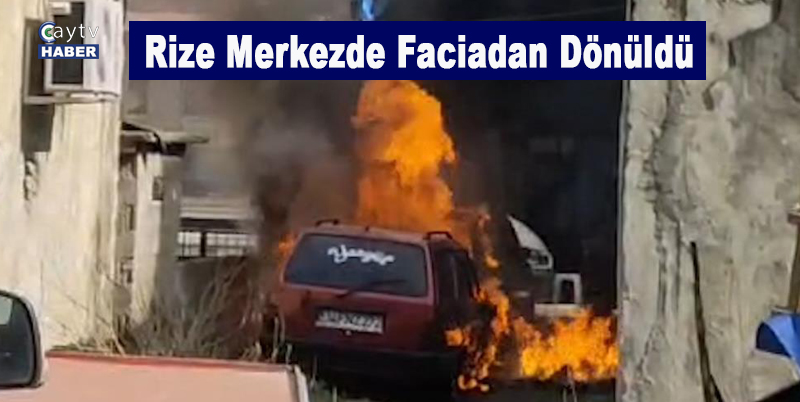 Rize Merkezde faciadan dönüldü , 2 Otomobil cayır cayır yandı