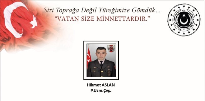 Piyade Uzman Çavuş Hikmet Aslan şehit oldu