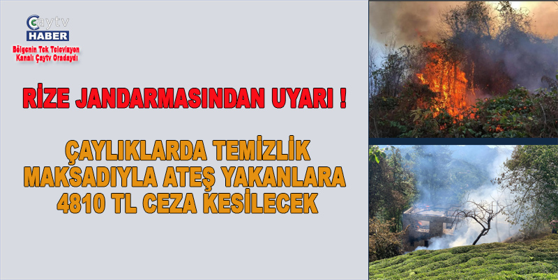 Rize Jandarma Komutanlığından çaylıklarda ateş yakanlara uyarı