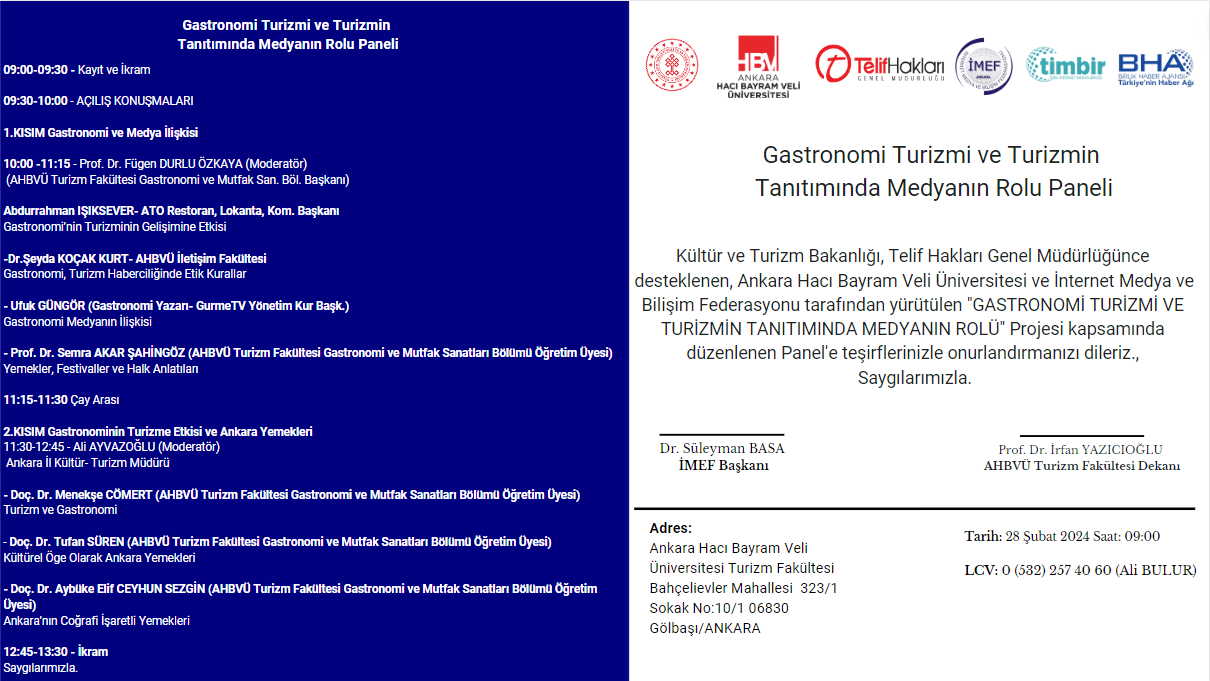 İMEF’ten “Gastronomi Turizmi ve Turizmin Tanıtımında Medyanın Rolü” paneli